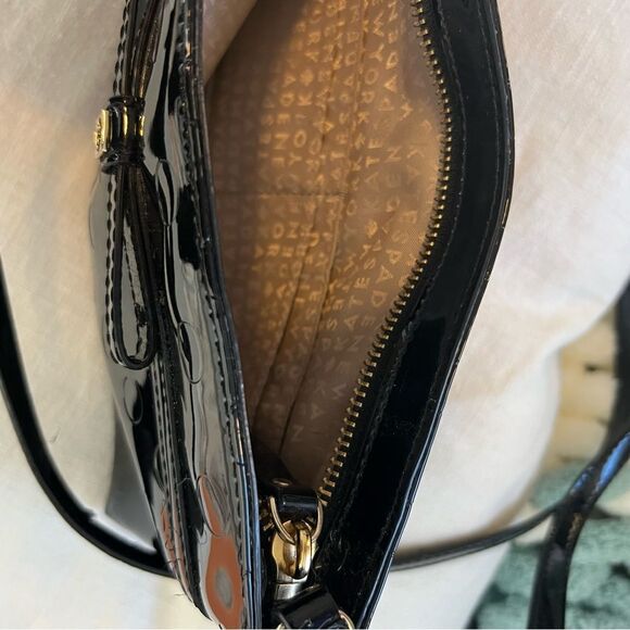 Kate Spade Black Patent Polka-Dot Embossed Handbag Purse - Picture 11 of 14